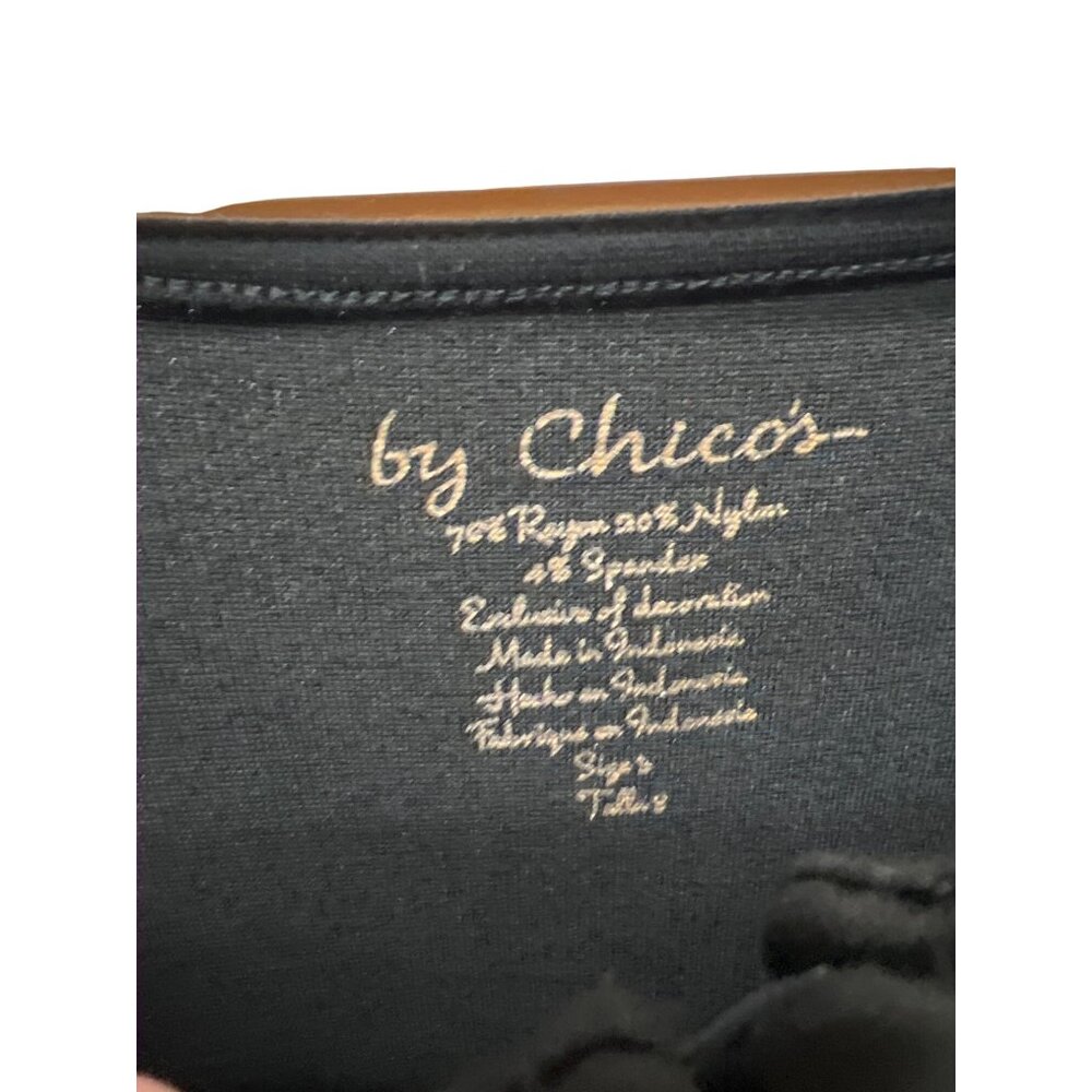 Chico's Black Knit Bell Sleeve with Crochet Detail Top - Picture 4 of 6